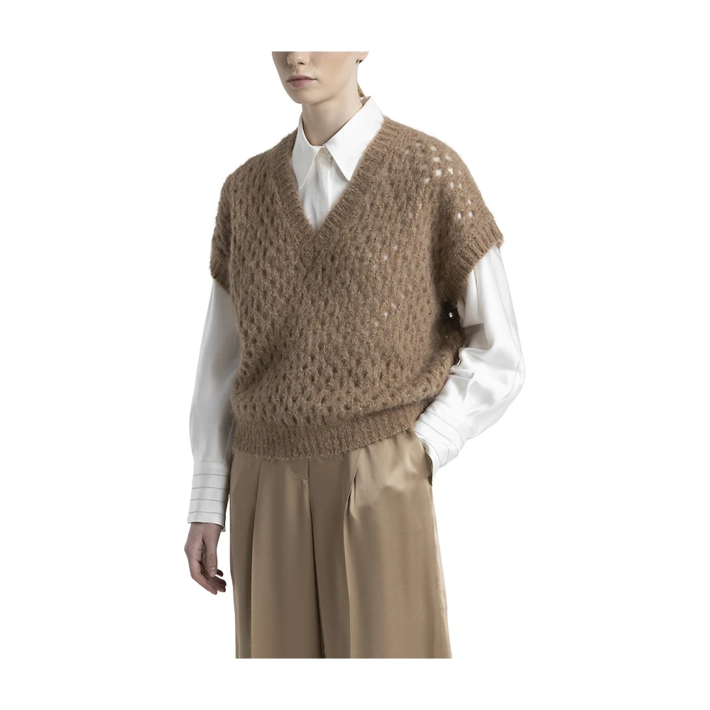 PESERICO Alpaca en mohair gilet Brown Dames