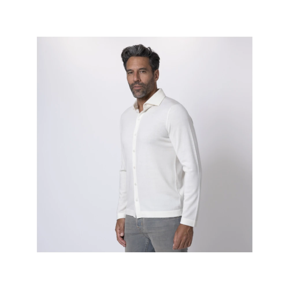 Gran Sasso Klassieke lange mouwen overhemd in ecru White Heren