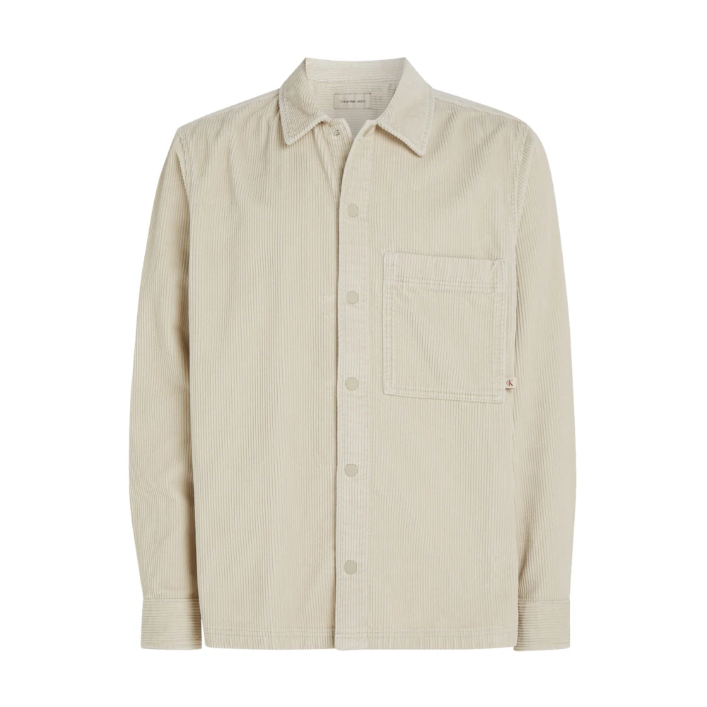 Calvin Klein Ribfluwelen Overshirt Grijs Beige Heren