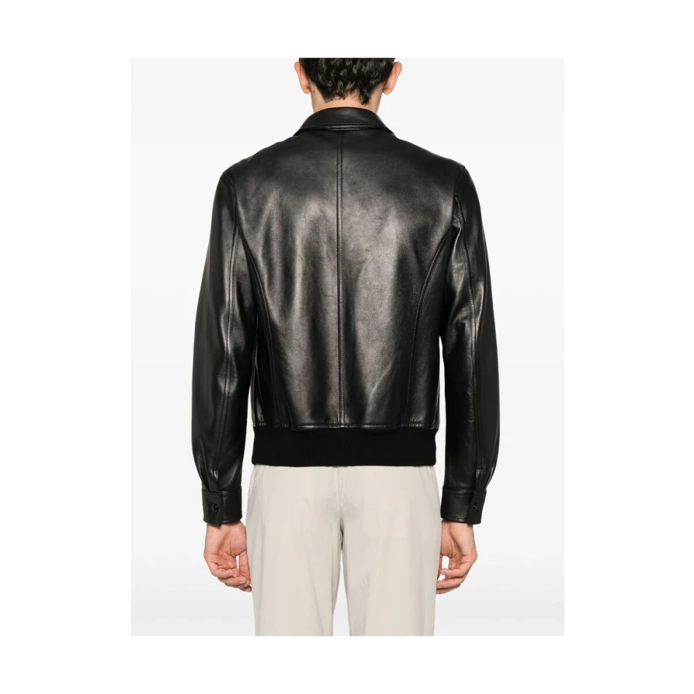 Tom Ford Zwart leren bovenkleding met ritssluiting Black Heren