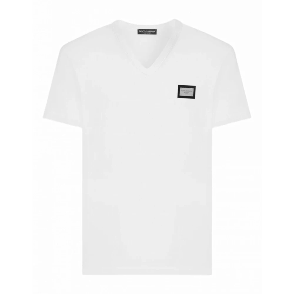 Dolce & Gabbana Essential V Neck T-Shirt Wit Heren