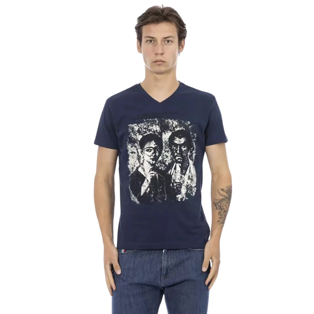 Trussardi Stiligt V-ringad T-shirt Blå Blue, Herr