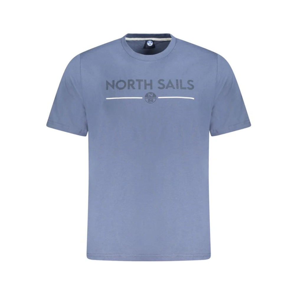 North Sails Blauw Katoenen T-shirt met Textiel Upgrade Blue Heren