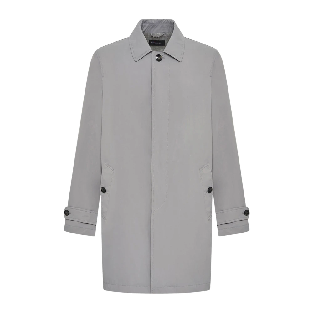 Kiton Grijze Mackintosh-Stijl Polyester Jas Gray Heren