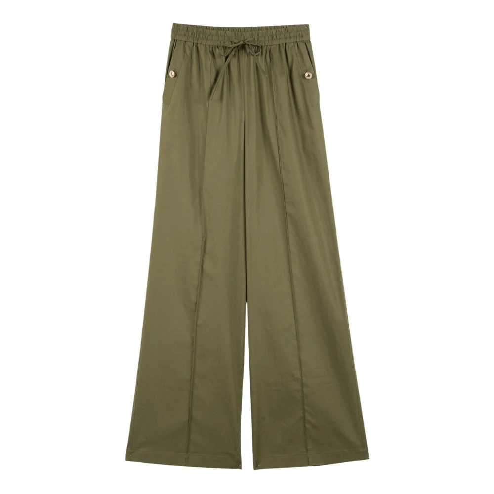Twinset Women's Green Wide Trousers - Wide Trousers - Xs - Trousers