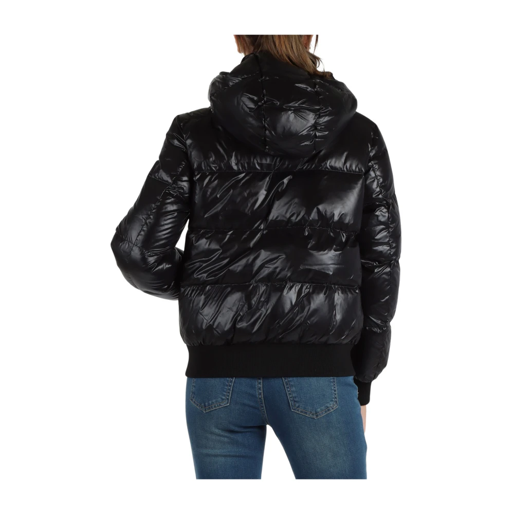 Armani Exchange Korte gewatteerde jas met logopatch Black Dames