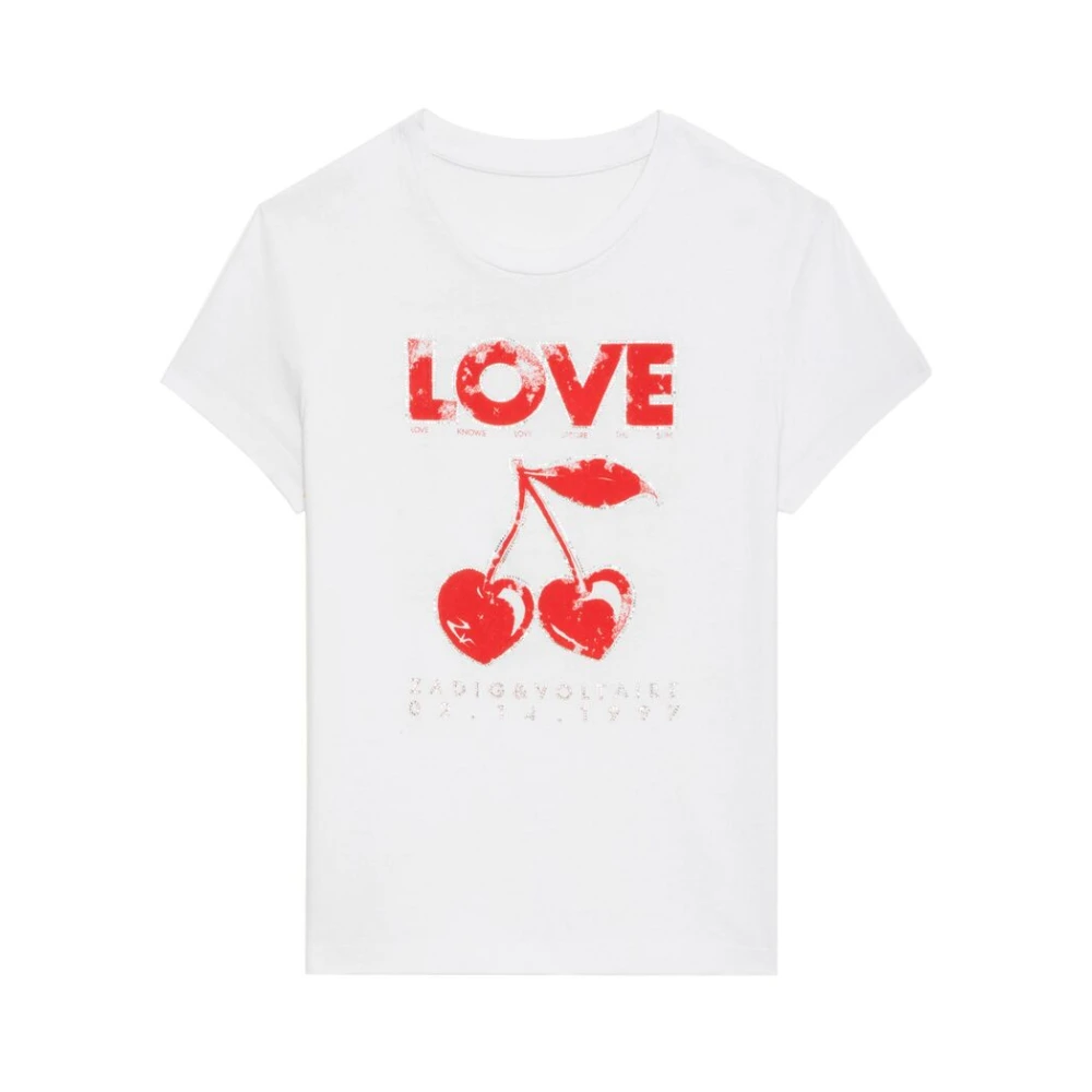 Zadig & Voltaire Wit Logo Print Crew Neck T-shirt White Dames