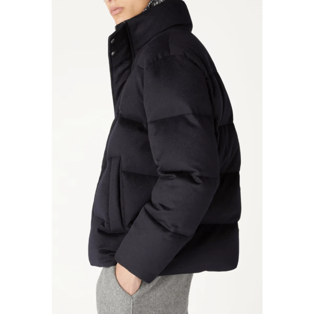 Loro Piana Blauwe Pufferjas met Stormbescherming Blue Heren