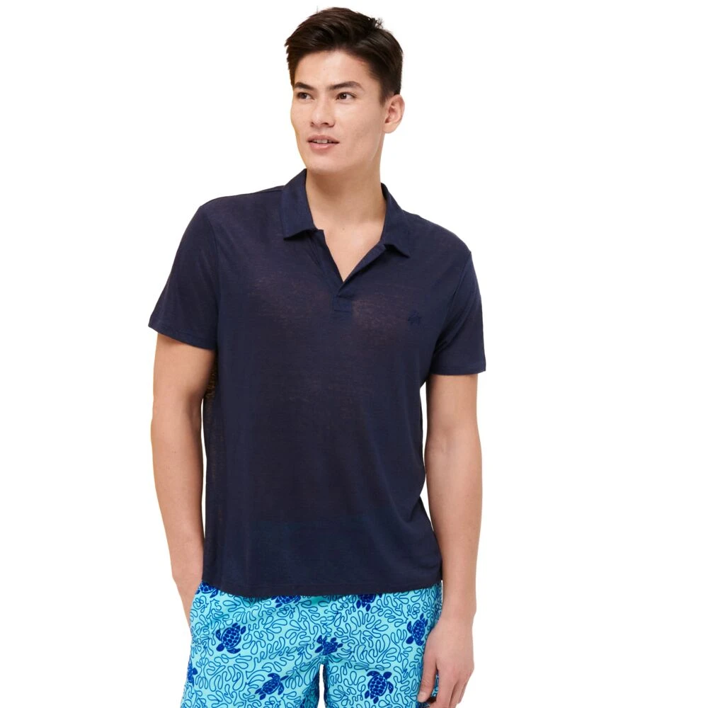 Vilebrequin Heren Linnen Jersey Polo Shirt Blue Heren