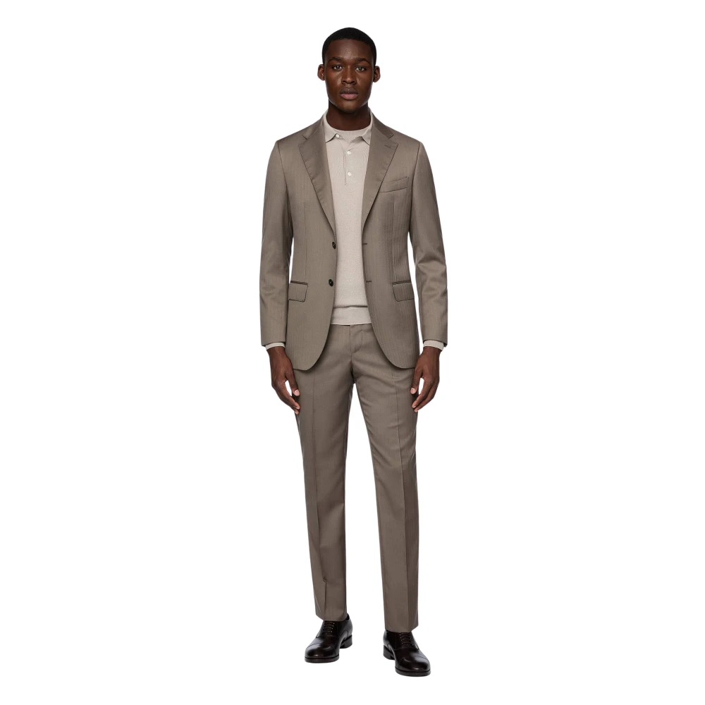 Boggi Milano Herenkostuum in keper van zuivere wol Beige Heren