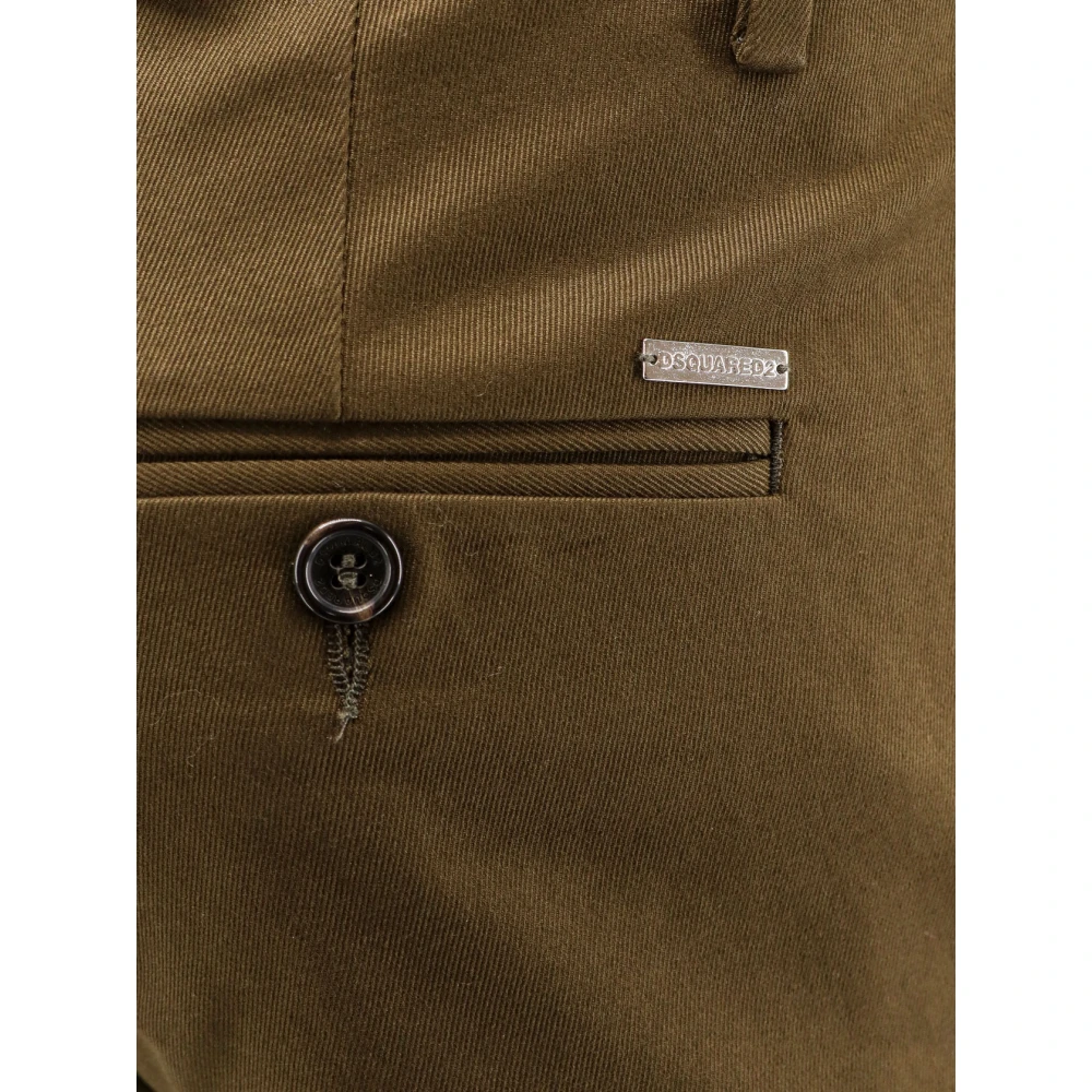 Dsquared2 Stijlvolle Fit Broek met Metalen Logo Green Heren