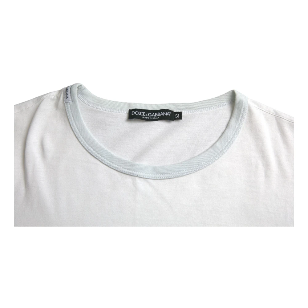 Dolce & Gabbana Wit Katoenen T-shirt met Ronde Hals en Korte Mouwen White Heren