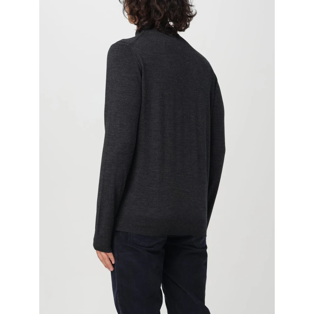 Paolo Pecora Luxe Wollen Gebreid Poloshirt Gray Heren