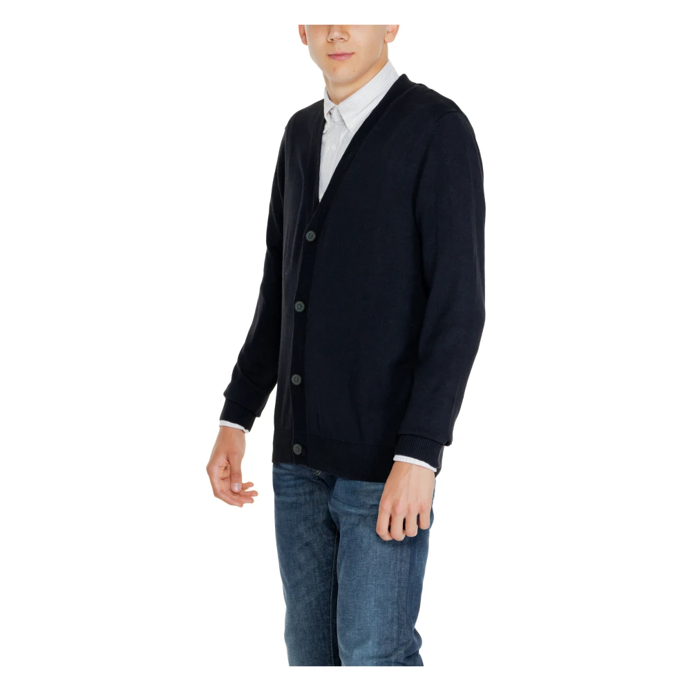 jack & jones Zwarte V-hals Geknoopte Vest Mannen Black Heren