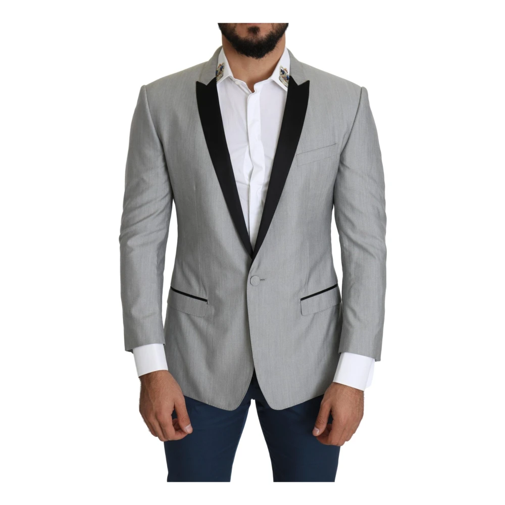 Dolce & Gabbana Uomo Grigio - Blazer Classico In Seta - Jackets - L