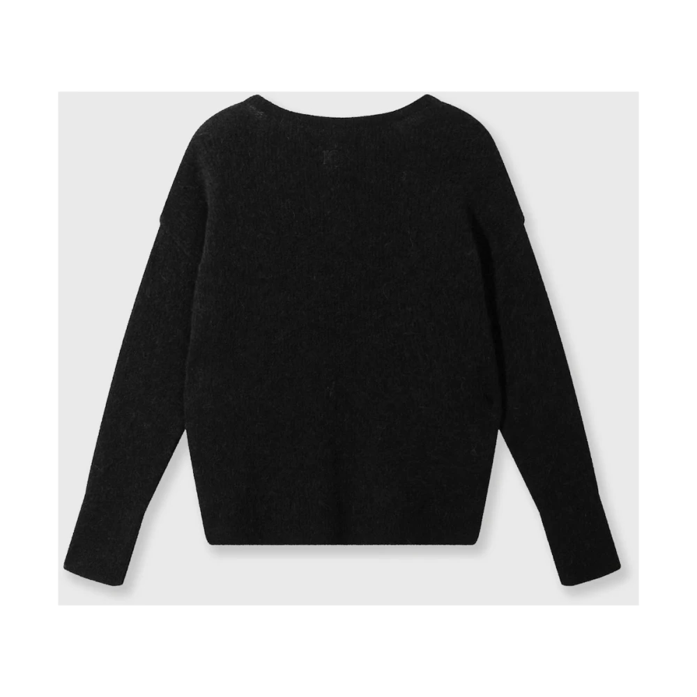 10Days Zwarte Alpaca Wol Diepe Hals Trui Black Dames
