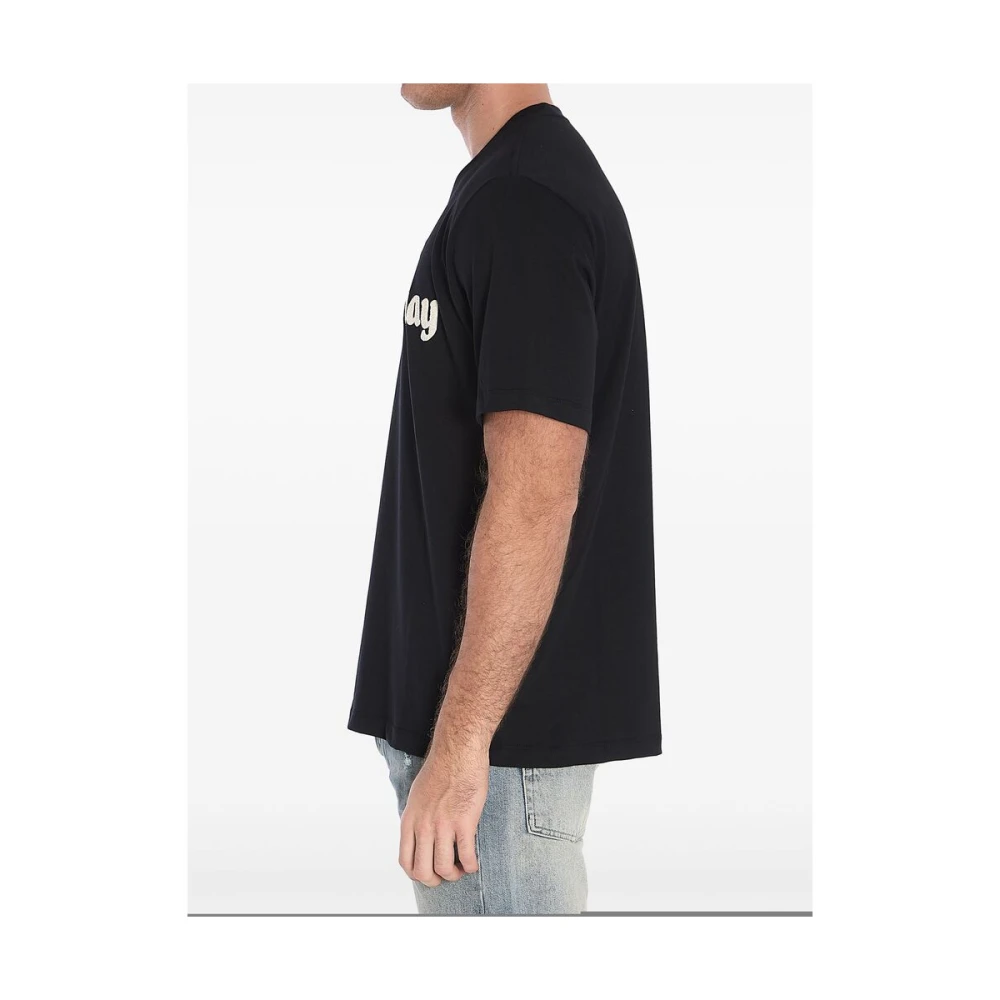 Amiri Zwarte T-shirt met rond hals en logo print Black Heren