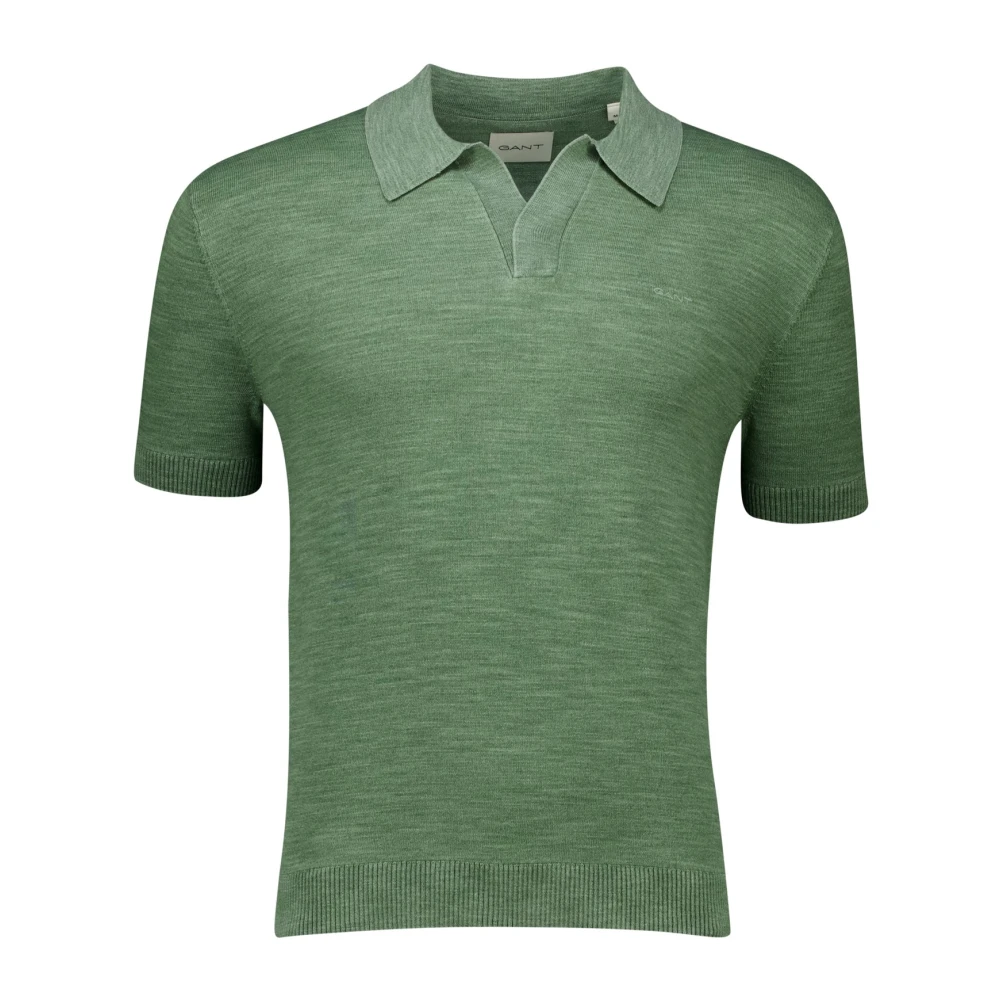 Gant Mannelijk Groente Tops Heren, Groen, Xl, Groene Poloshirt Met Korte Mouwen