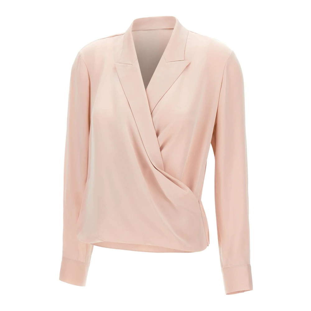 Theory Zijden Blouse Roze Wrap Stijl Pink Dames