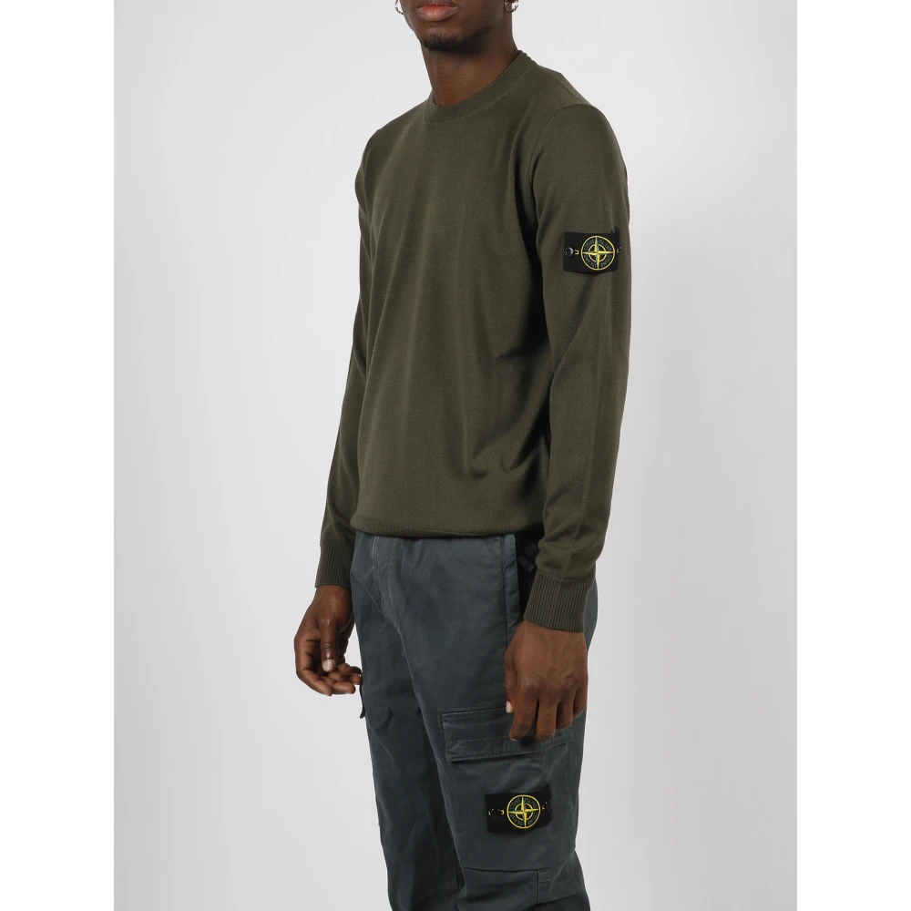 Stone Island Merino Wol Trui Green Heren