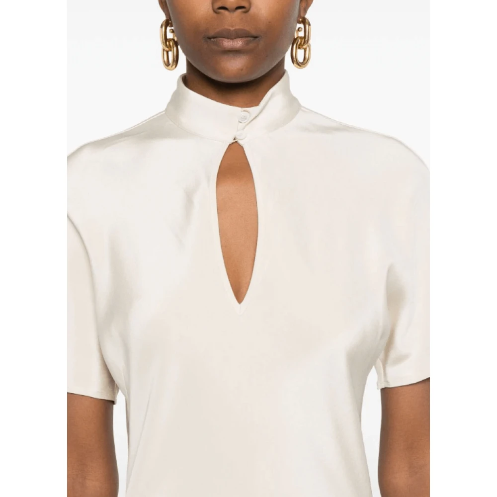 Kiton Beige Zijden Midi Jurk met Keyhole Hals Beige Dames