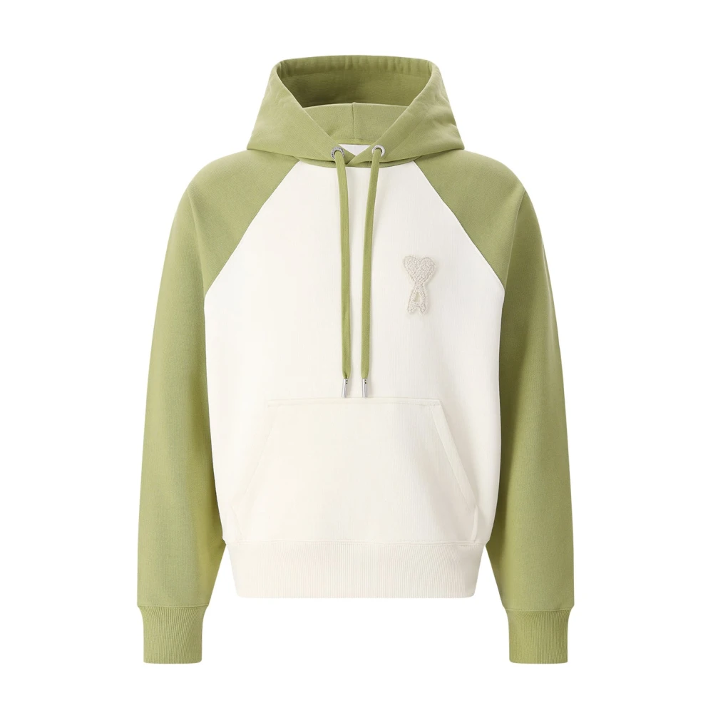 Ami Paris Mannelijk Groente Hoodies & Sweatvesten Heren, Groen, 3XL, Loopback Fleece Hoodie