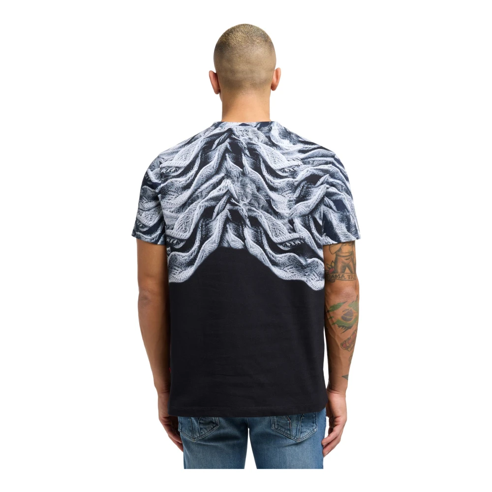 carlo colucci Innovatief Gebreid T-Shirt met Subtiel Print Black Heren