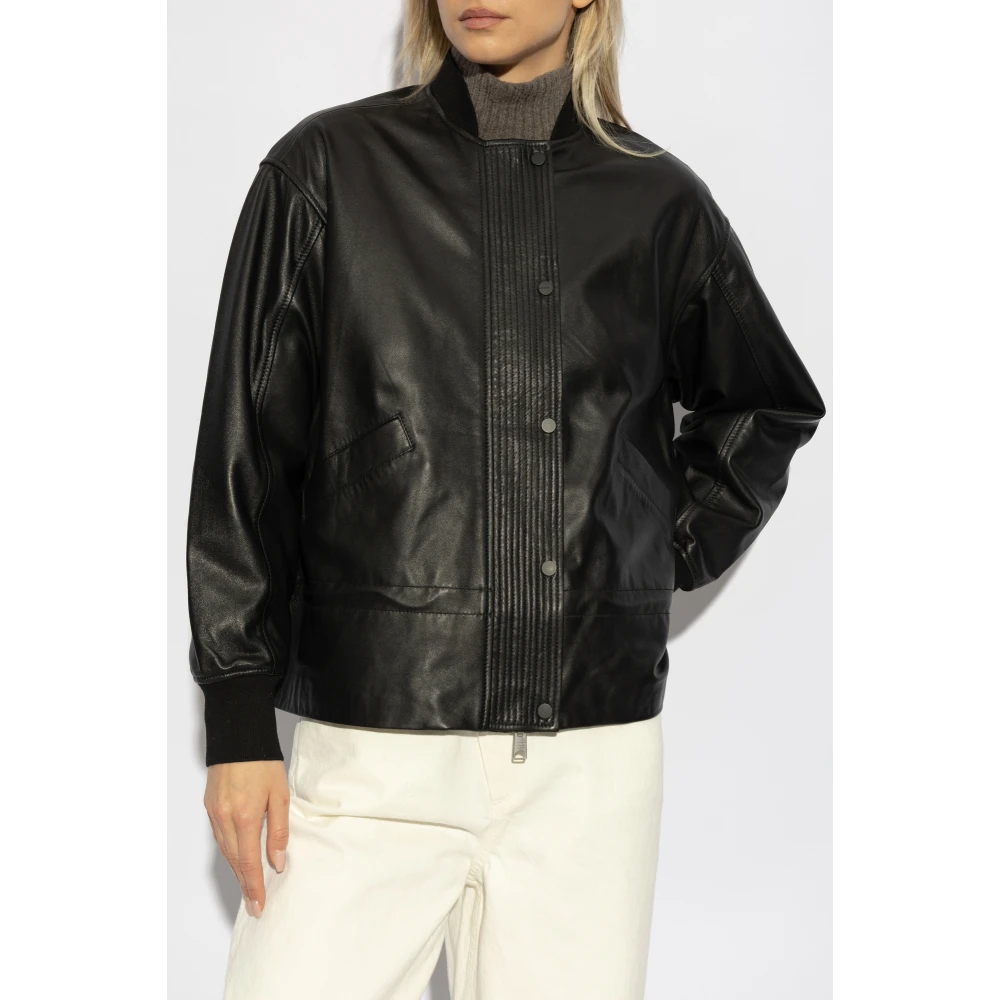 AllSaints Leren Sofi Bomberjack Black Dames