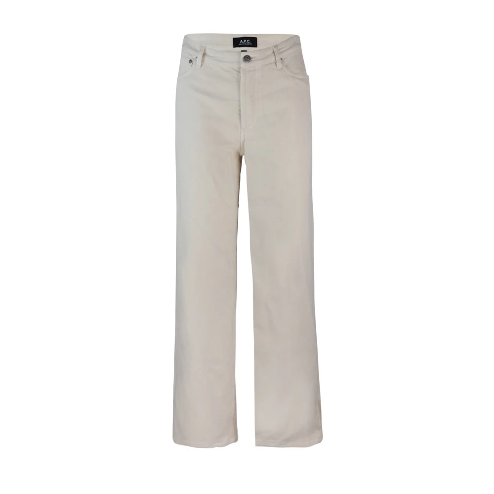 A.p.c. Hoge Taille Rechte Pijp Jaren 70 Stijl Jeans Beige Dames