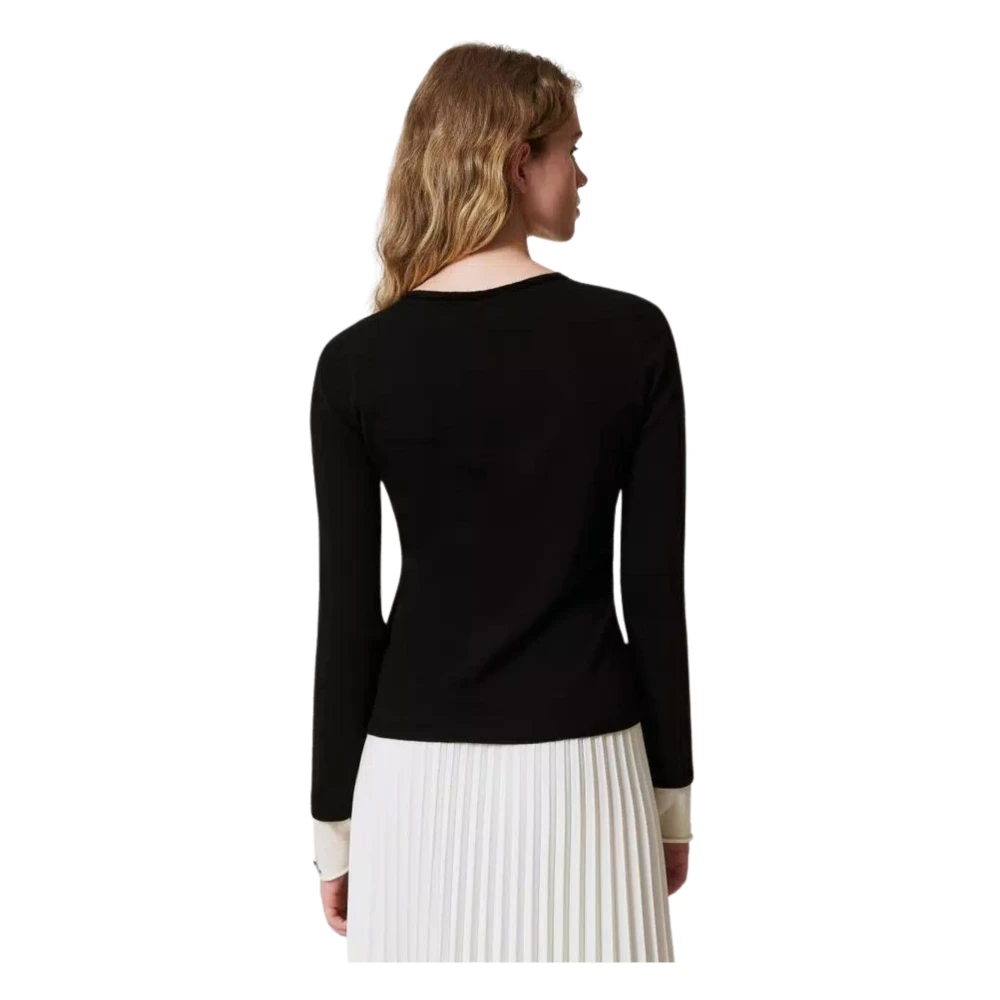 Twinset Zwarte Sweaters met Dubbele Manchet Black Dames