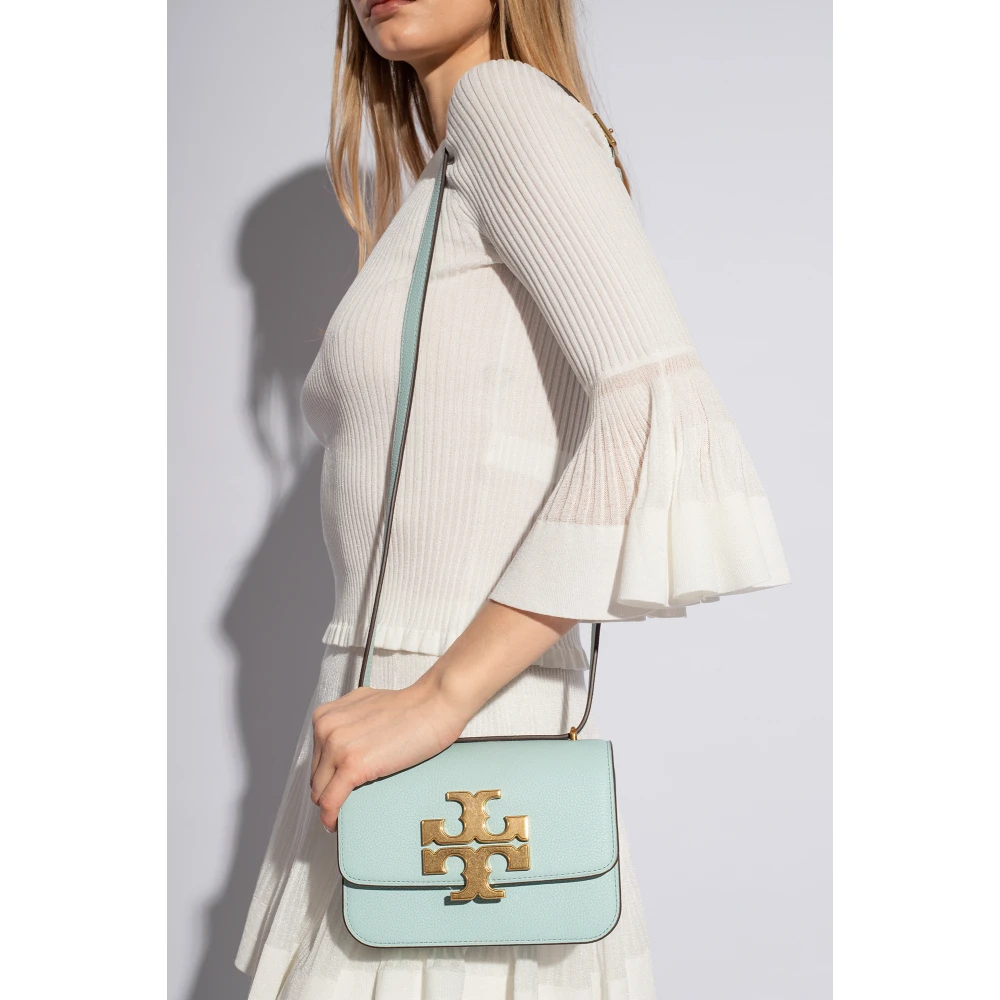 TORY BURCH Kleine leren schoudertas Blue Dames