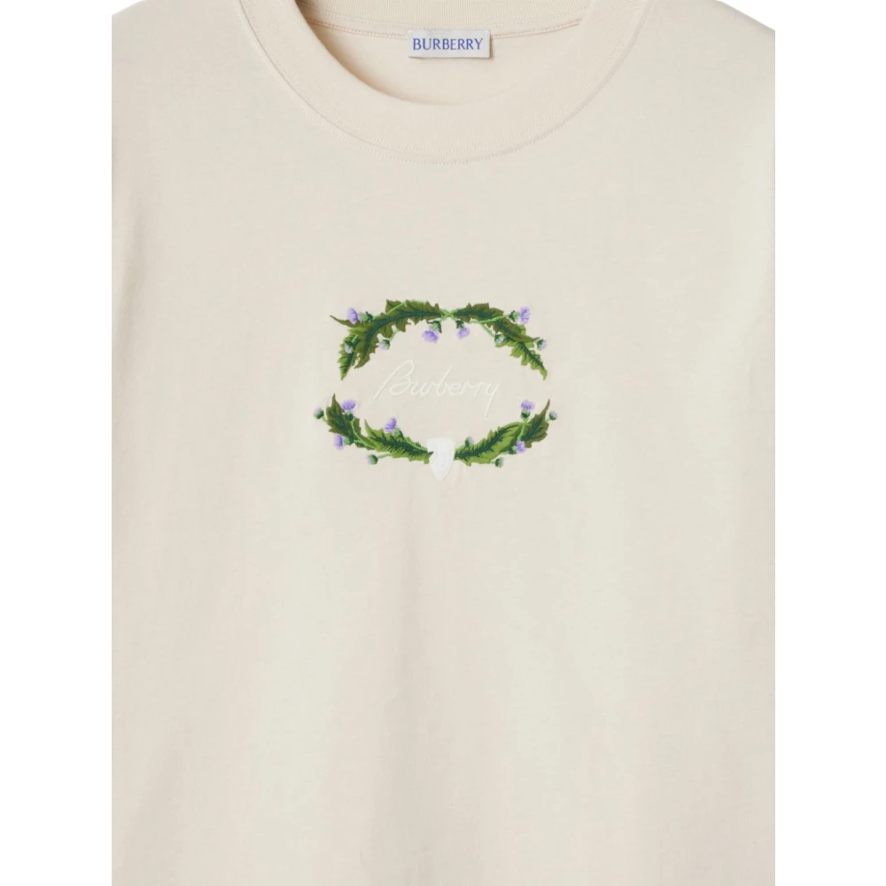 Burberry Natuurlijk Logo Bloemen T-shirt White Dames