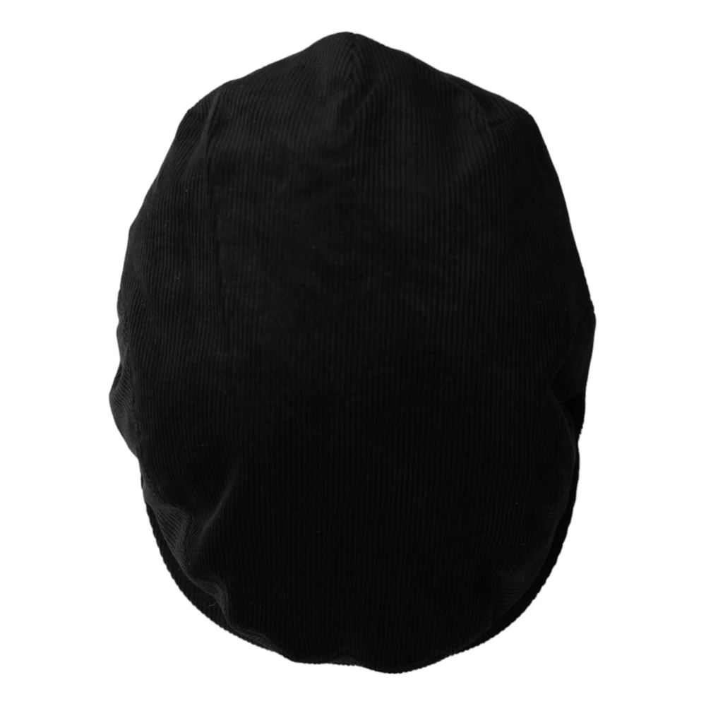 Dolce & Gabbana Zwarte Corduroy Newsboy Cap Black Heren