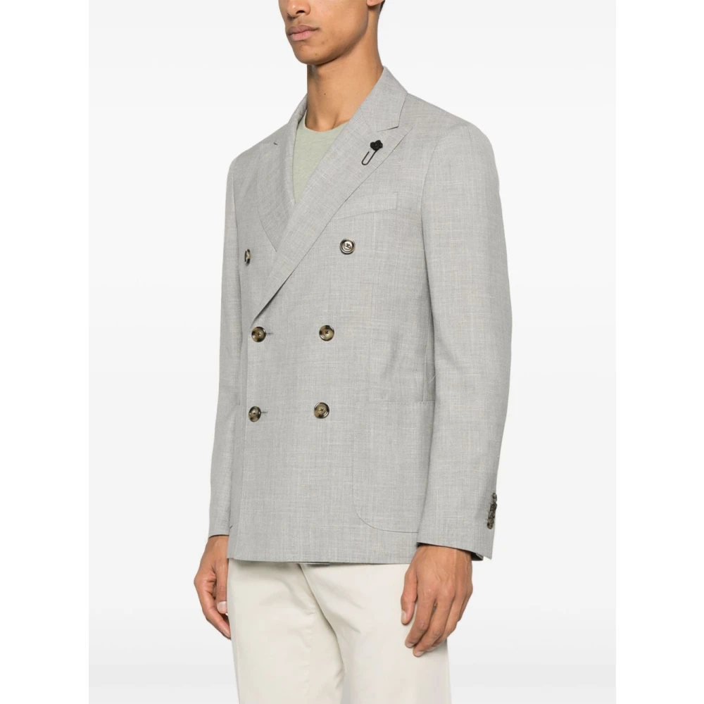 Lardini Grijze Wol Zijde Linnen Jas Gray Heren