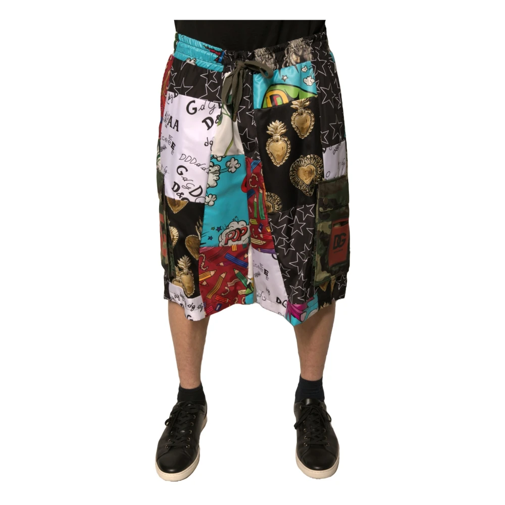 Dolce & Gabbana Multicolor Patchwork Cargo Bermuda Shorts Multicolor Heren