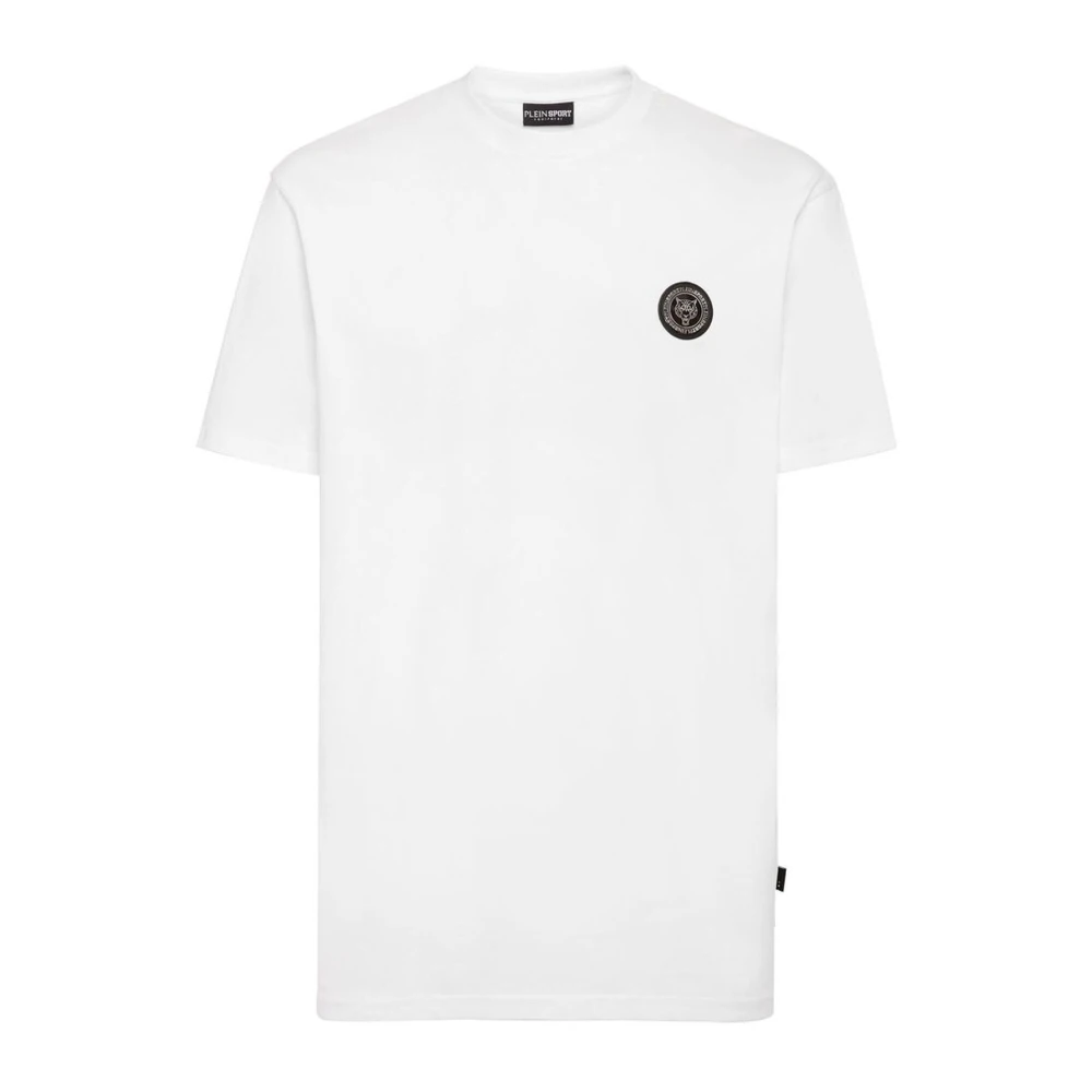 Plein Sport Heren Katoenen T-shirt met Plastic Plaque White Heren