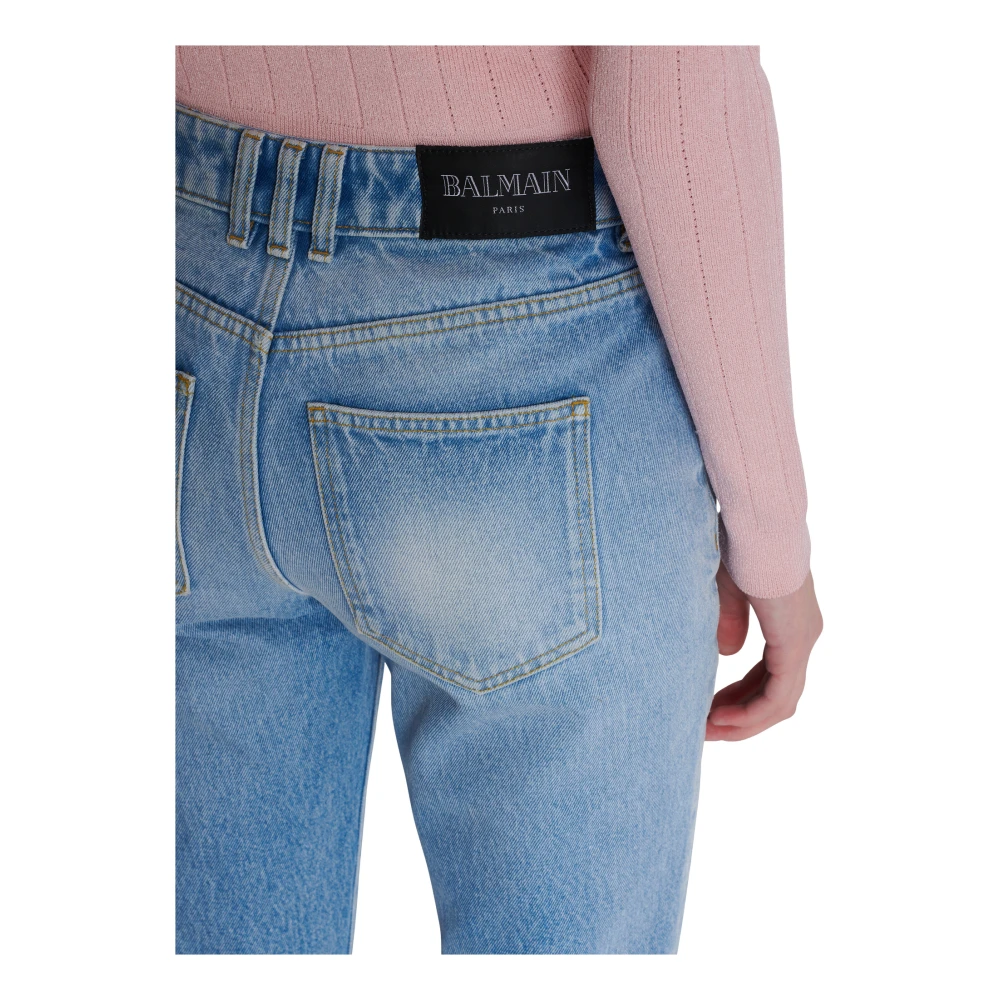 Balmain Wijduitlopende denim jeans Blue Dames