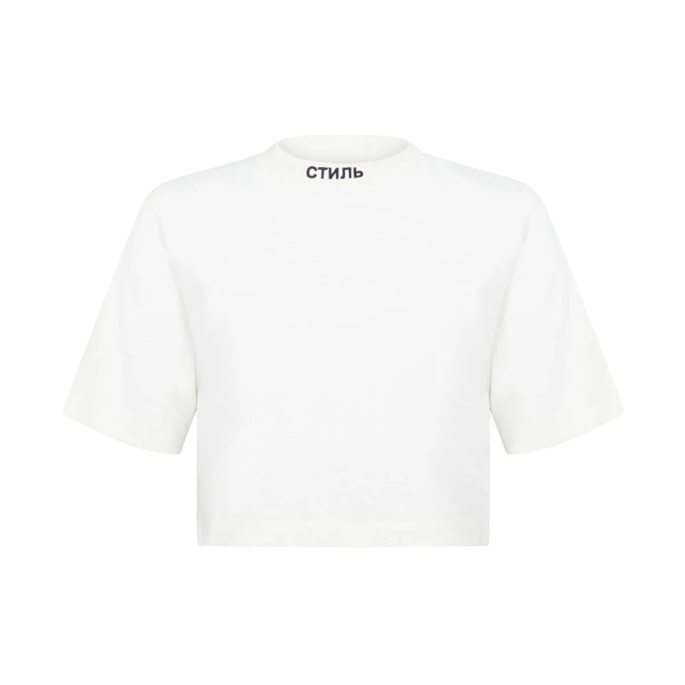 Heron Preston Logo Crop T-shirt Vit/Svart 100% Bomull White, Dam