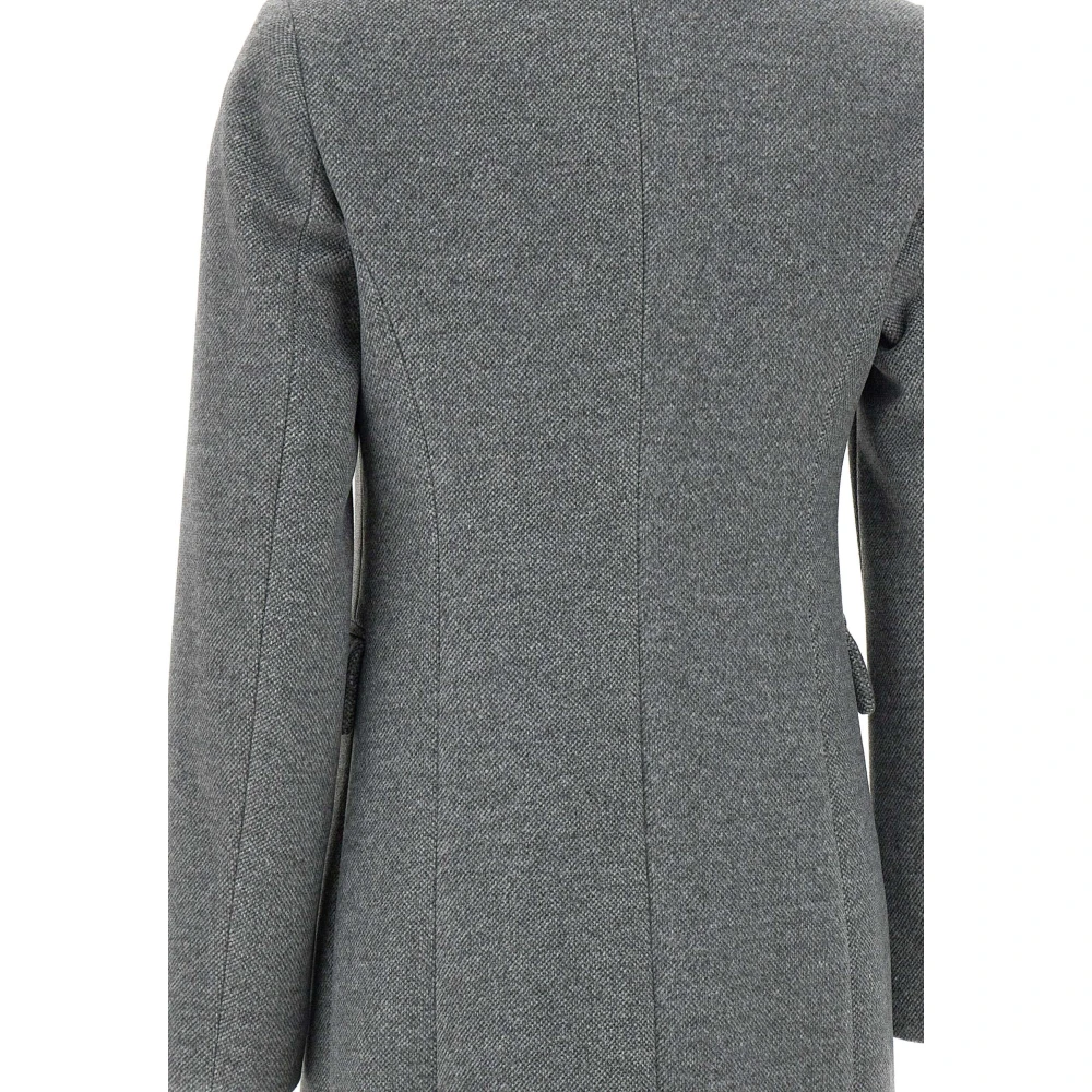 Kaos Grijze Damesjas met Piekrevers Gray Dames