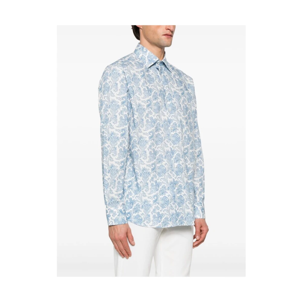 ETRO Blauwe Knoopshirt Lange Mouwen Blue Heren