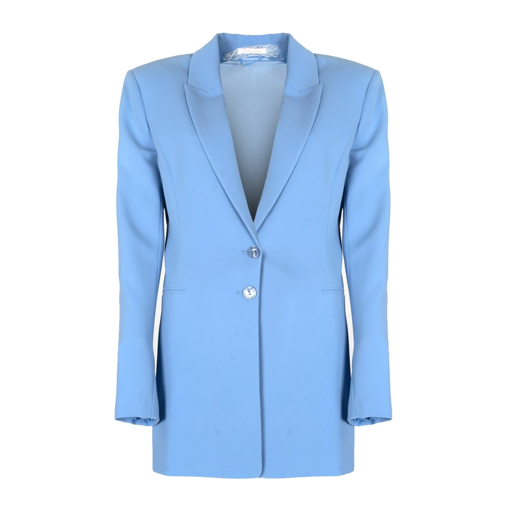 Patrizia Pepe Damen Blau Eleganter Blazer Mit Logoknöpfen