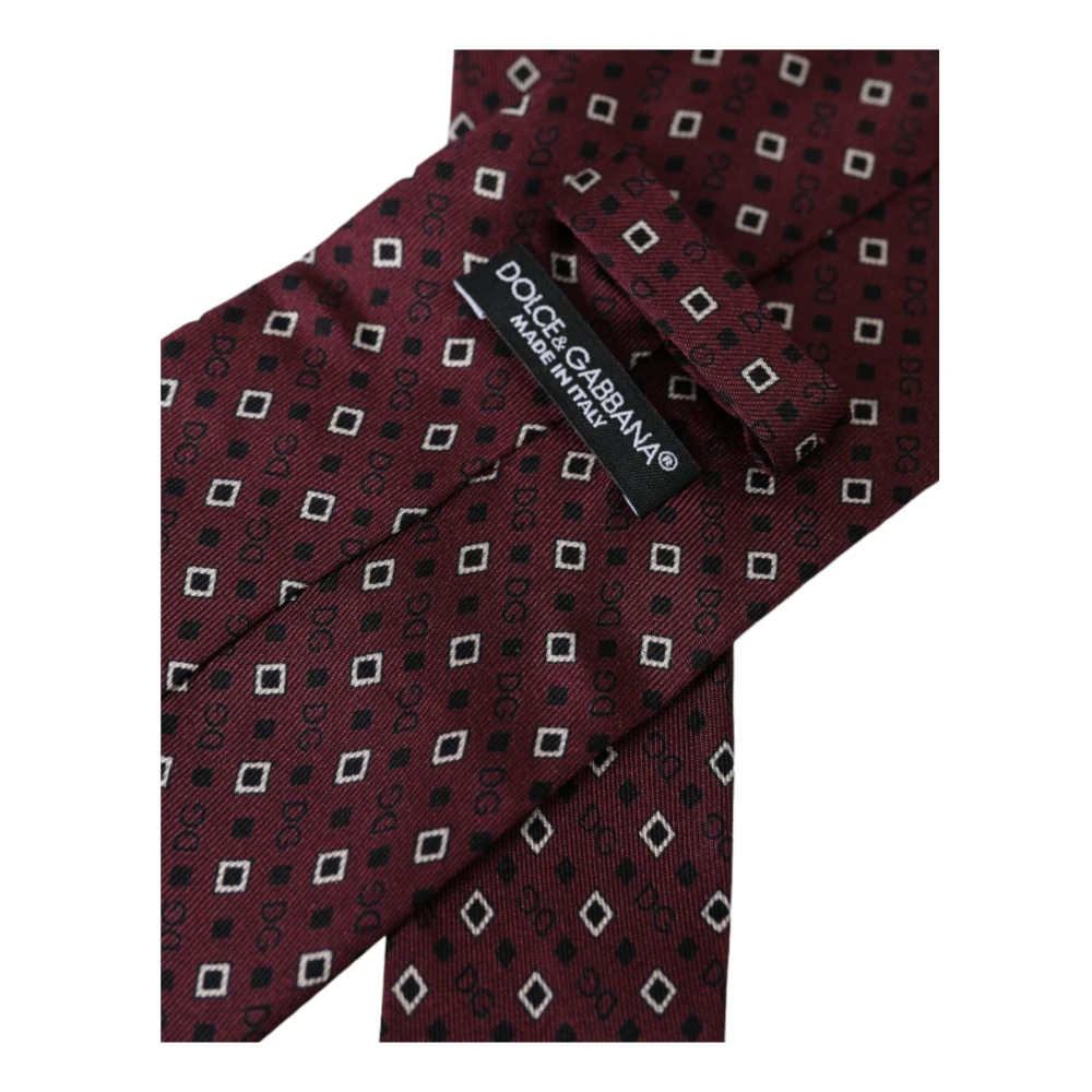 Dolce & Gabbana Maroon Zijden Logo Stropdas Authentiek Italiaans Brown Heren