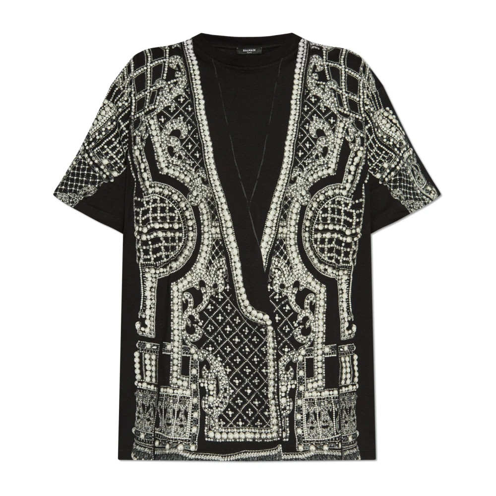 Balmain Oversized t-shirt met print Black Dames