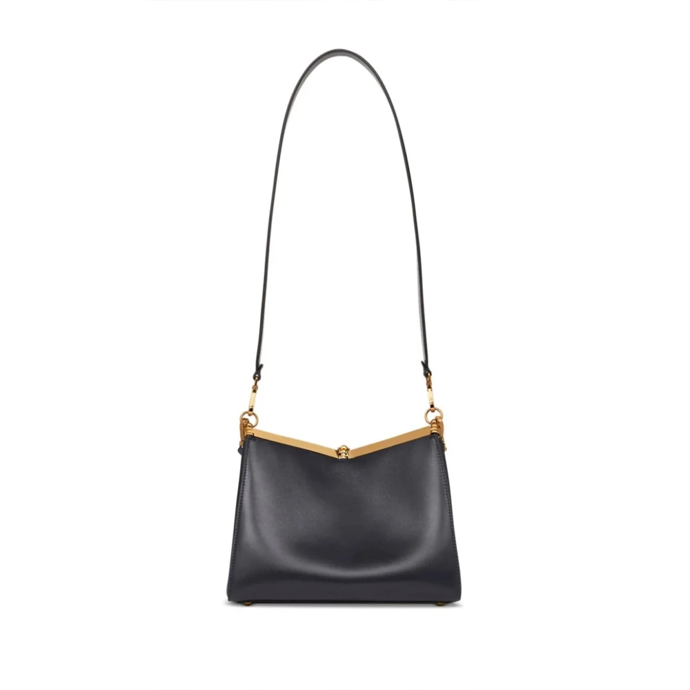 ETRO Zwarte leren schoudertas met metalen sluiting Black Dames