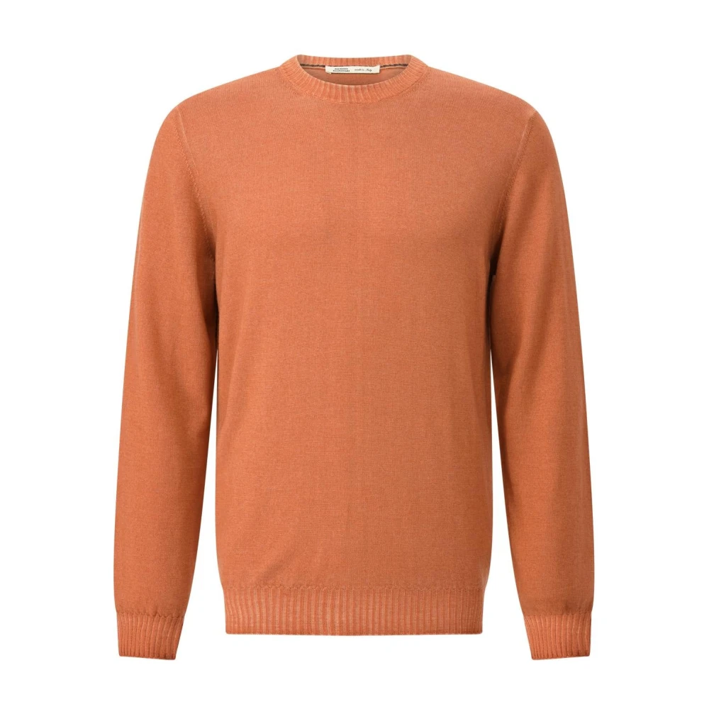 Maurizio Baldassari Orange Round-Neck Knitwear, Male, 3XL, Classic Wool Pullover
