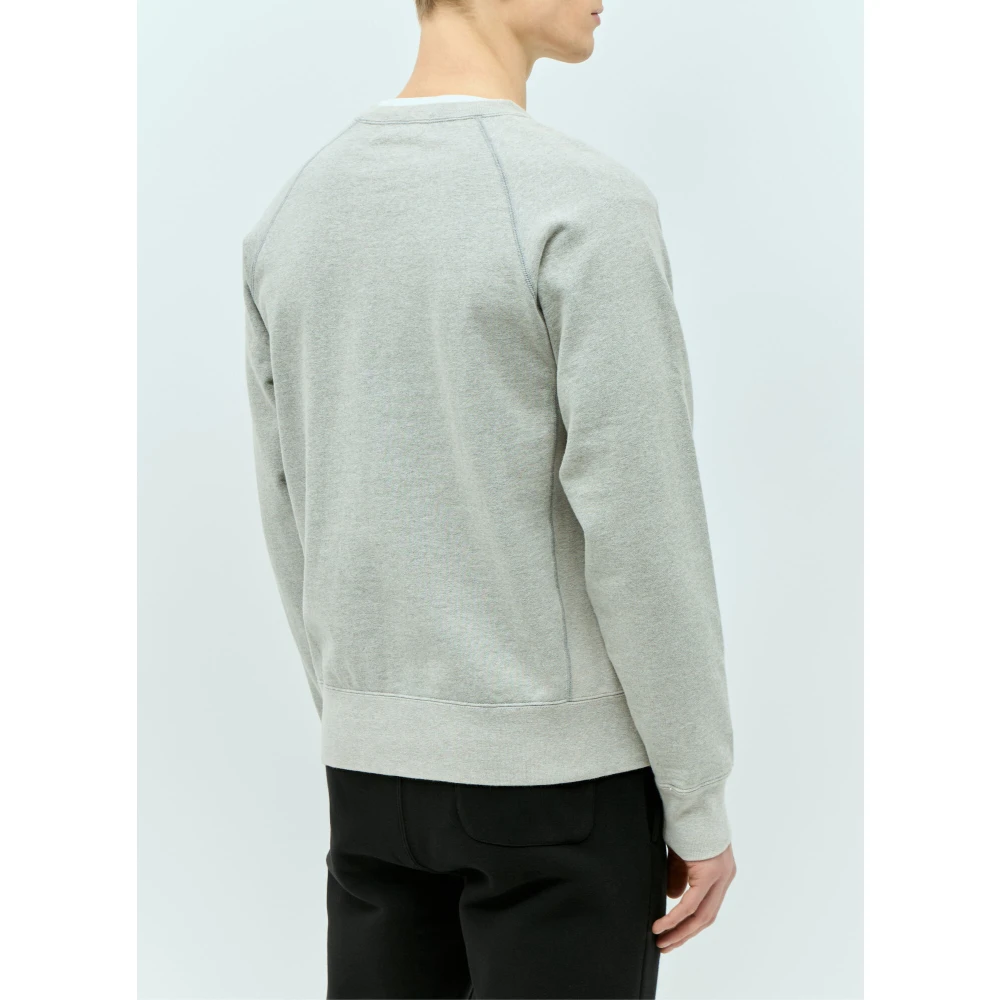 A Bathing APE Logo Print Sweatshirt van katoenen jersey Gray Heren