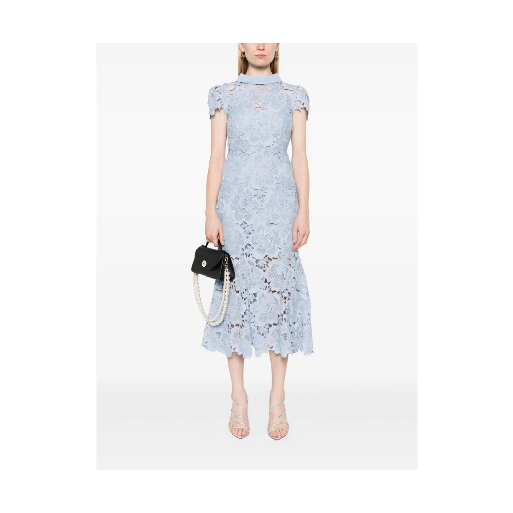 Self Portrait Uitlopende Zoom Blauwe Jurk Blue Dames