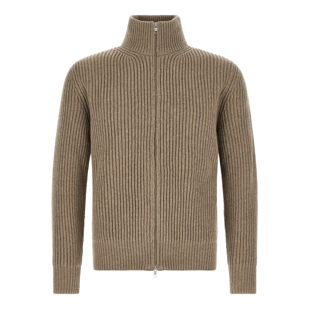 Mm6 Maison Margiela Cardigans, Male, Xl, Ribbed Knit Jacket Beige