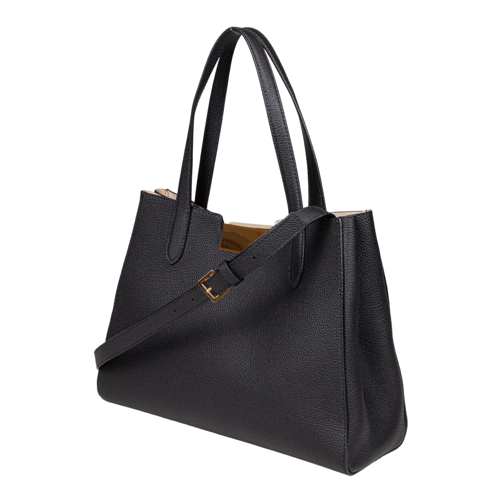 Marni Zwarte leren tote tas met dubbele handgreep Black Dames