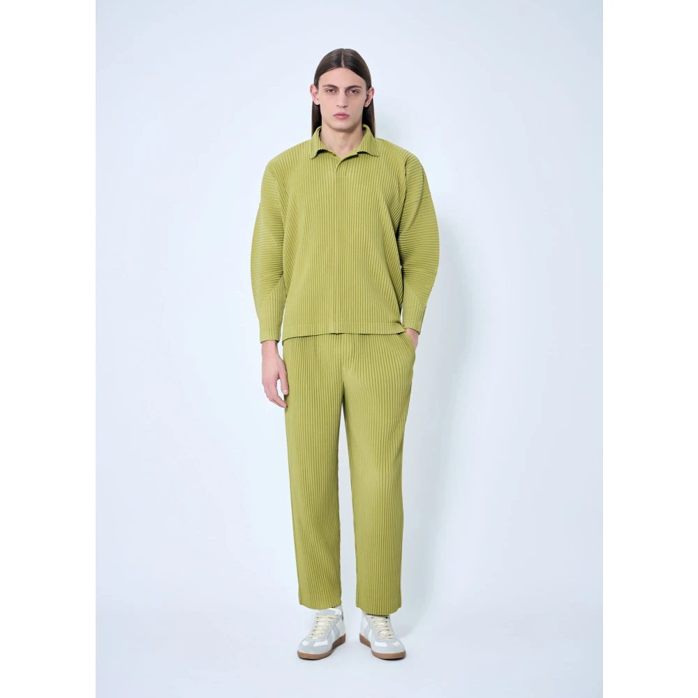 Issey Miyake Geplooide Overhemd met Lange Mouwen Green Heren
